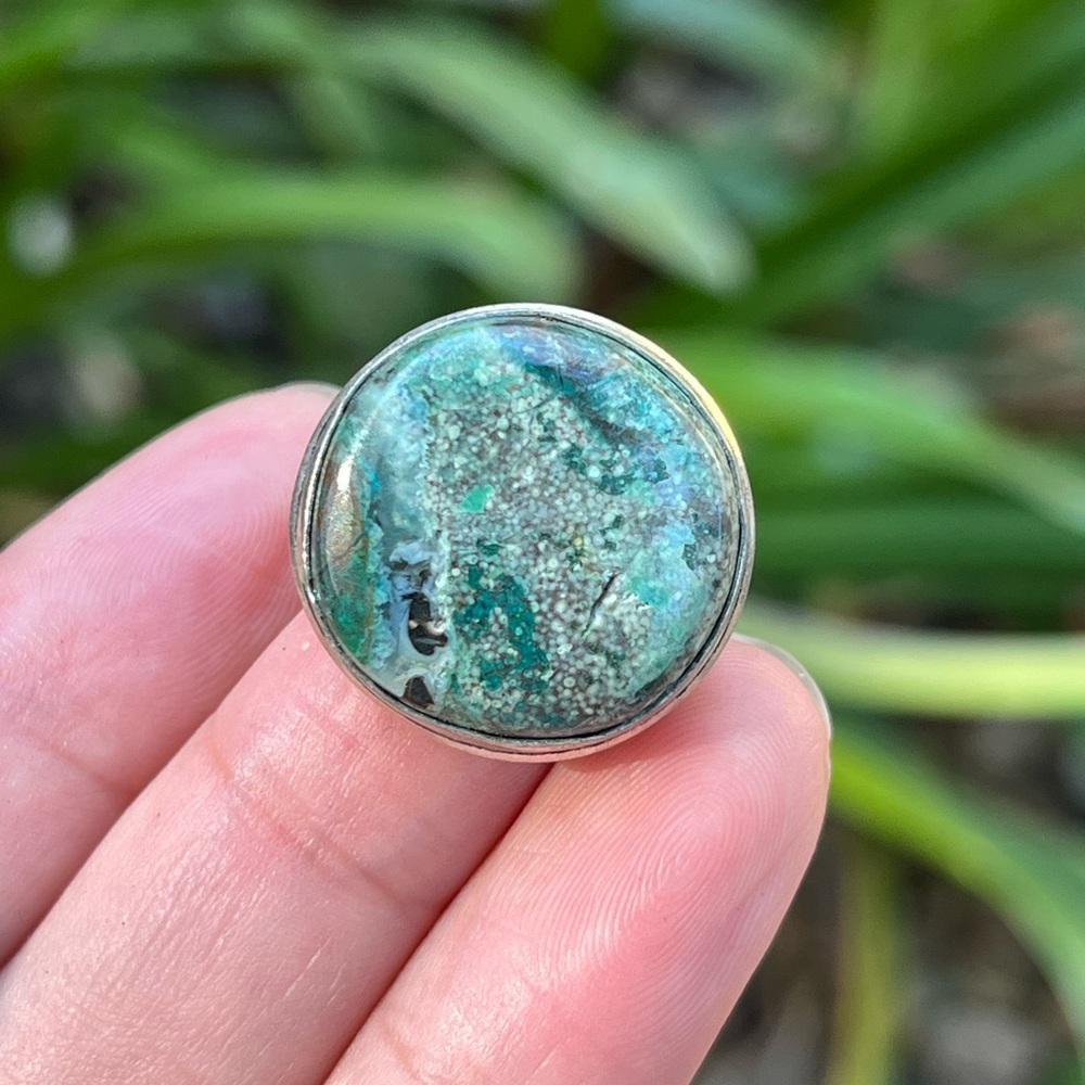 Size 8.5 925 silver plated chrysocolla ring
